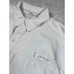 Realtree Fishing Shirt XL Dusk Grey Mens Short Sleeve Button Down TS1540
